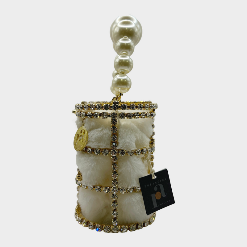 Rosantica crystal and faux pearls cage Holli handbag