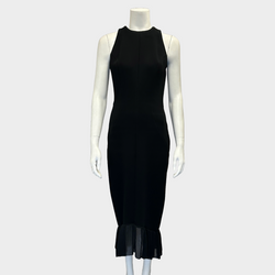 Victoria Beckham black crepe sleeveless dress with frilled tulle bottom