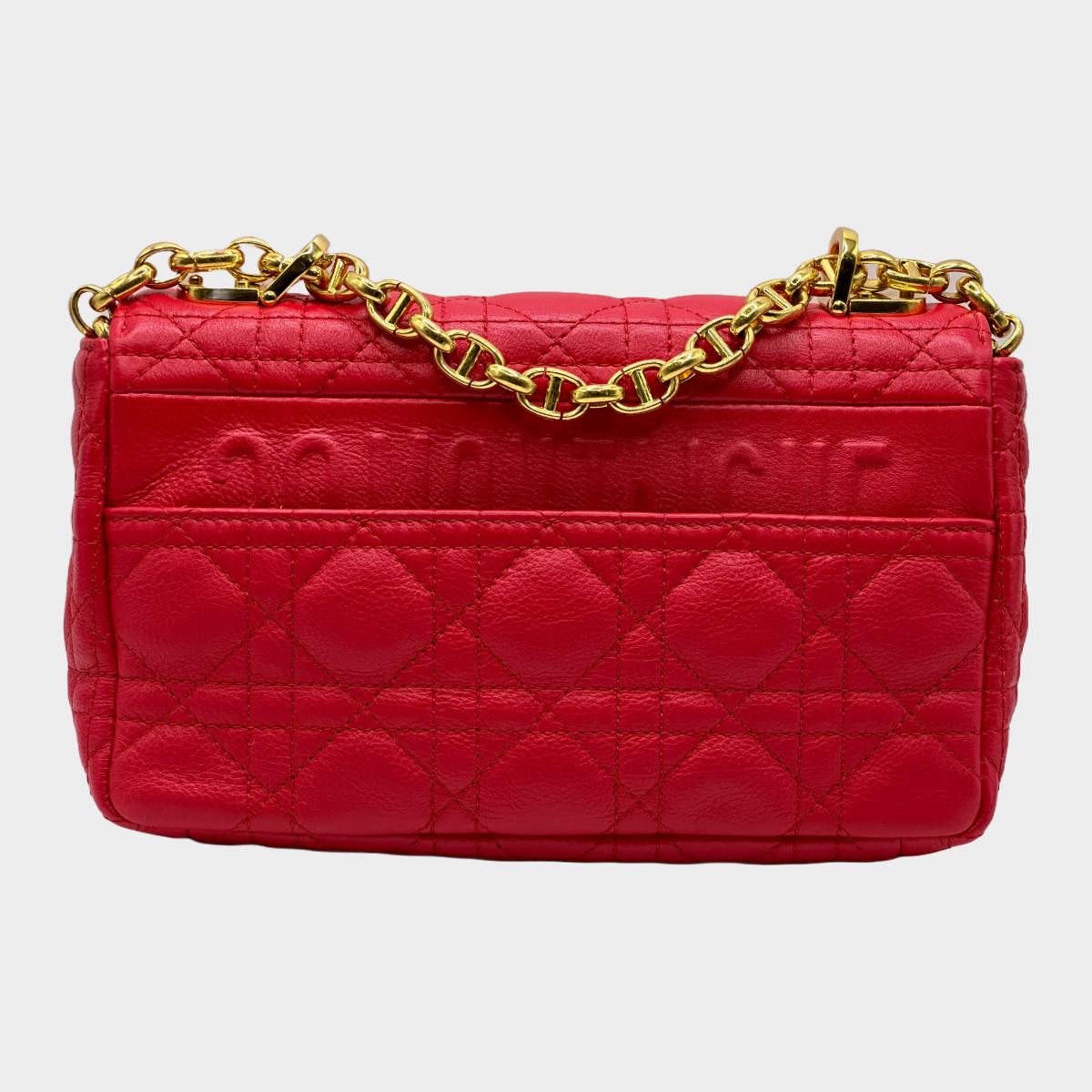 Christian Dior red quilted grained leather Caro handbag Loop Generation