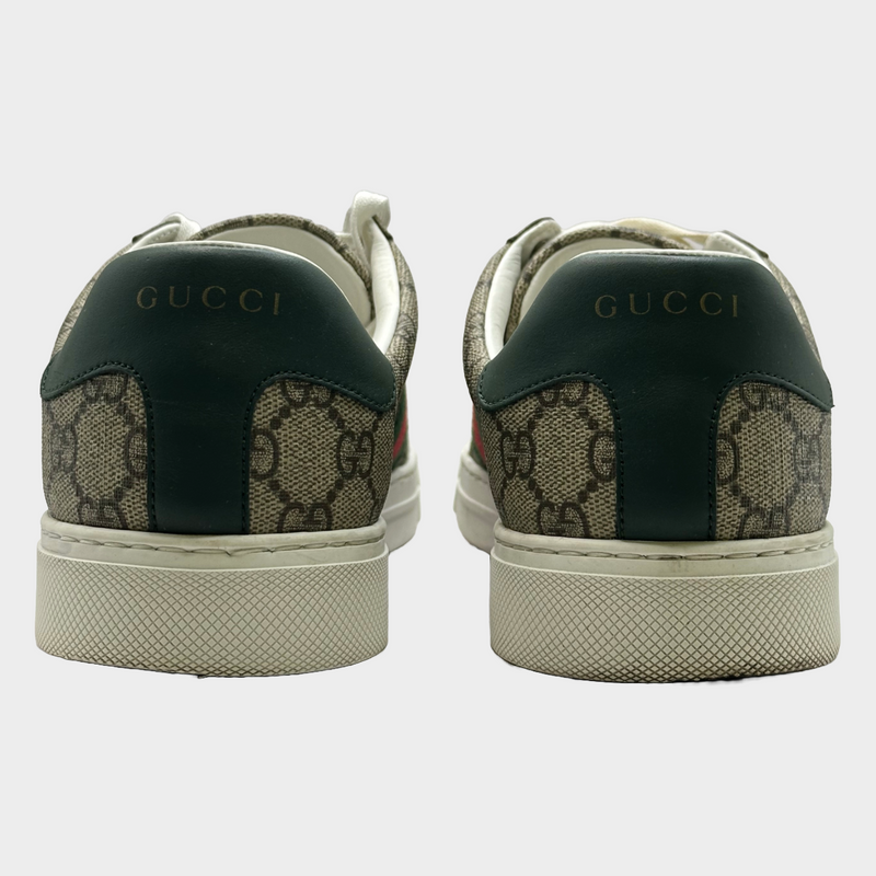 Gucci men's beige and brown monogram ACE trainers mens