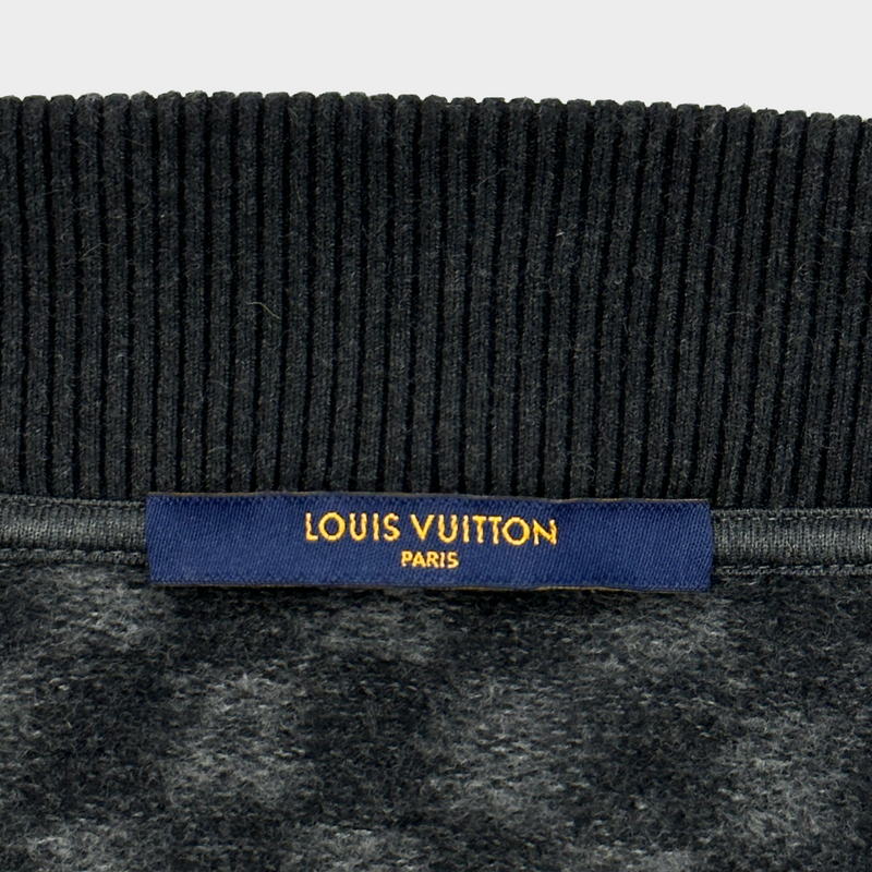 Louis Vuitton men's black and grey checkered cotton jacquard Damier zip through bomber jacket