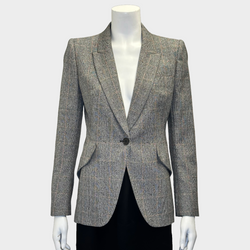 Alexander McQueen women's grey prince of wales checkered wool jacket