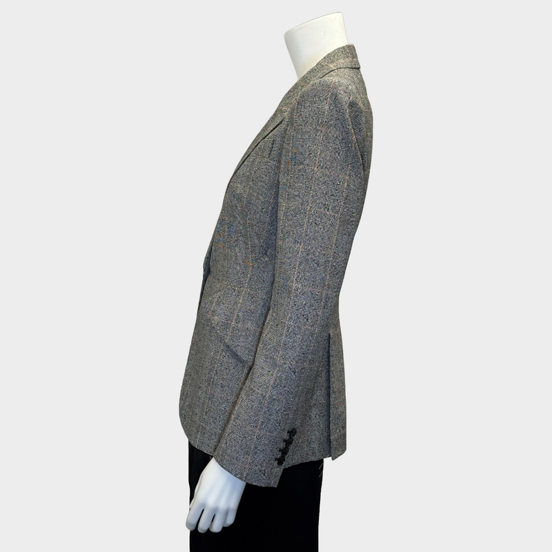 Alexander McQueen women's grey prince of wales checkered wool jacket