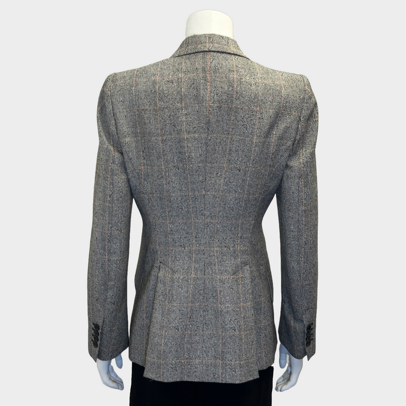 Alexander McQueen women's grey prince of wales checkered wool jacket