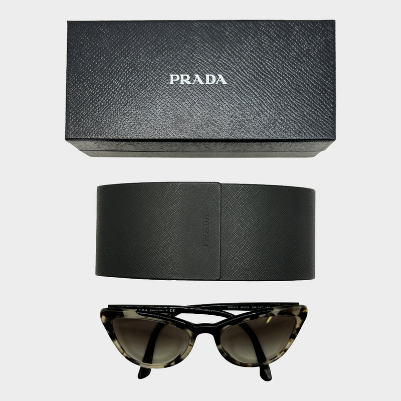 Prada women's black and white tortoiseshell cat eye sunglasses