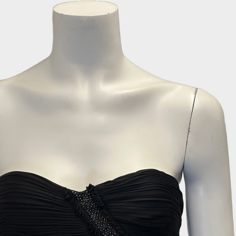 Roberto Cavalli black viscose pleated/draped dress with beads details