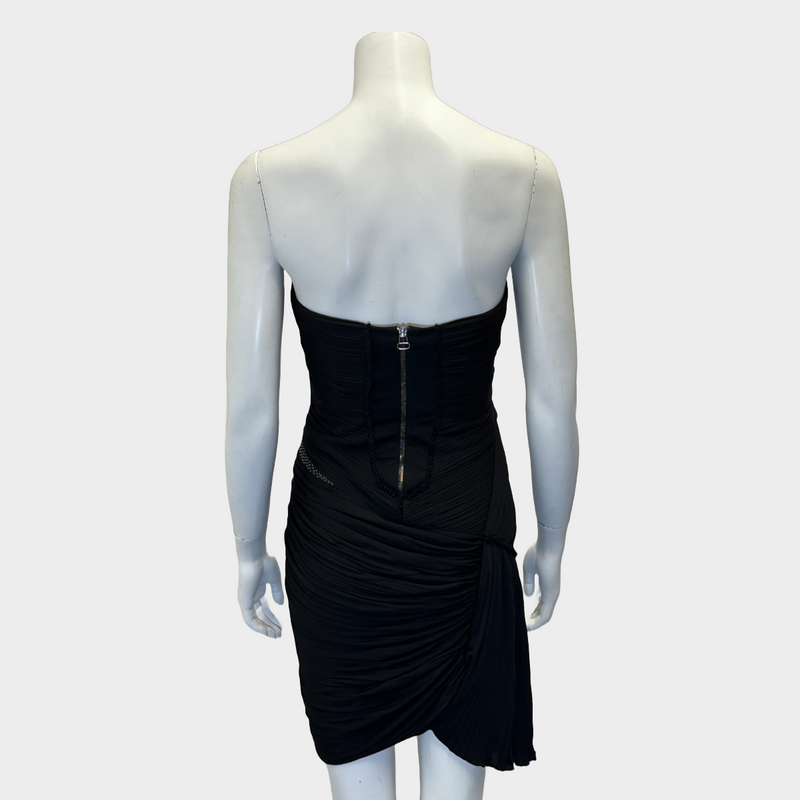 Roberto Cavalli black viscose pleated/draped dress with beads details