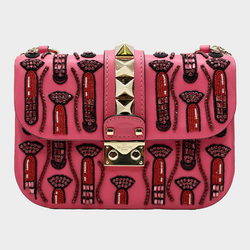 Valentino pink leather lipstick embellished rockstud Glam handbag