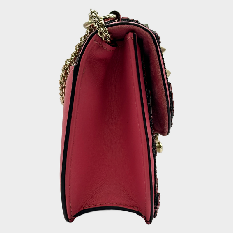 Valentino pink leather lipstick embellished rockstud Glam handbag