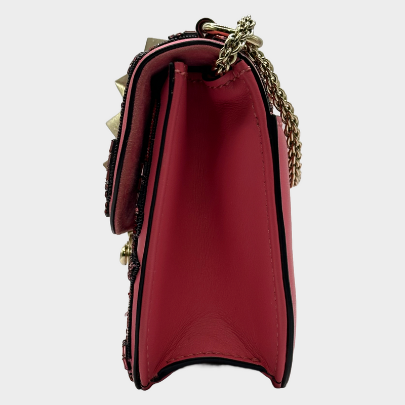 Valentino pink leather lipstick embellished rockstud Glam handbag