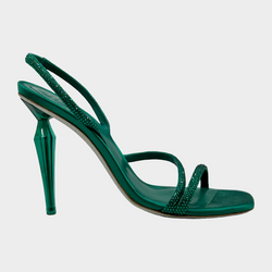 Rene Caovilla green crystal strappy sandal heels