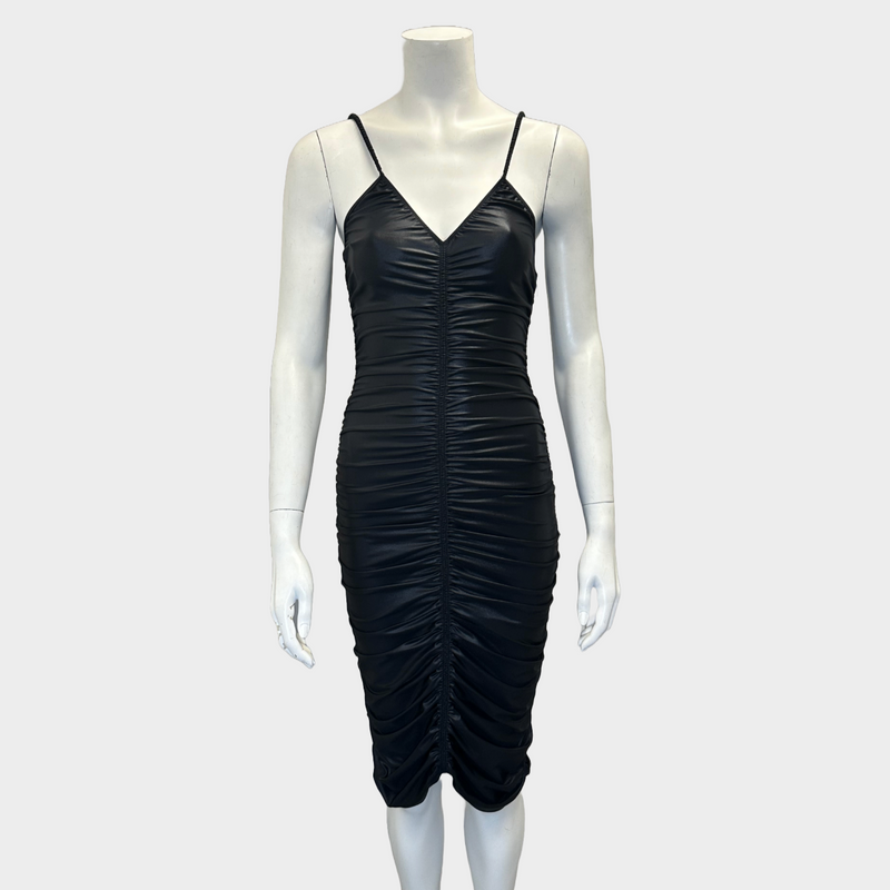 Alexander Wang black polyamide ruched sleeveless dress