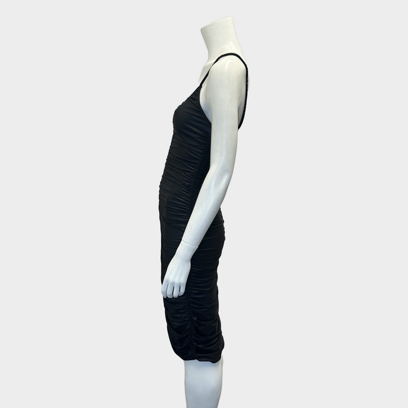 Alexander Wang black polyamide ruched sleeveless dress