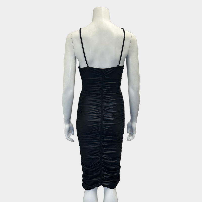 Alexander Wang black polyamide ruched sleeveless dress