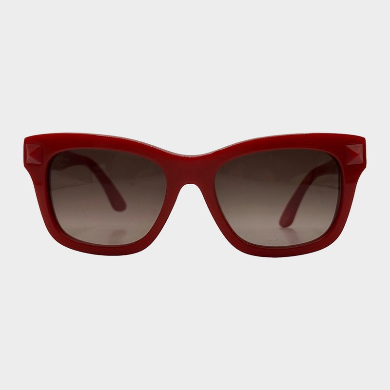 Valentino women's red acetate rockstud sunglasses