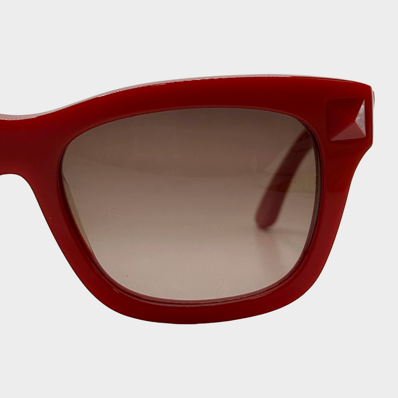 Valentino women's red acetate rockstud sunglasses