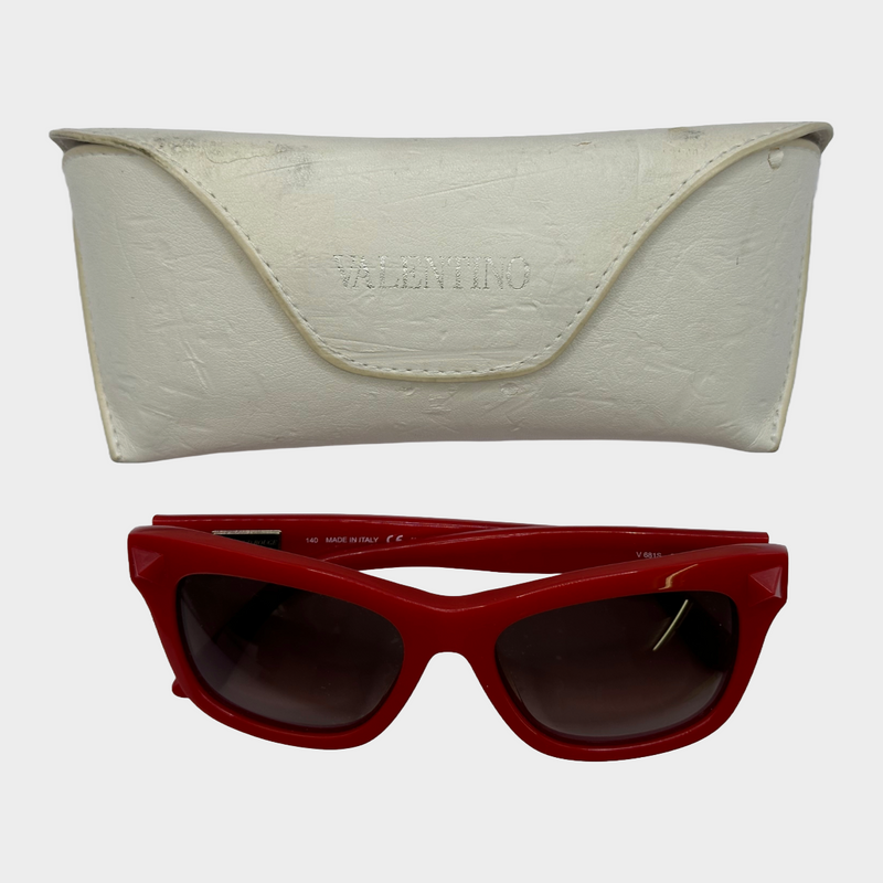 Valentino women's red acetate rockstud sunglasses