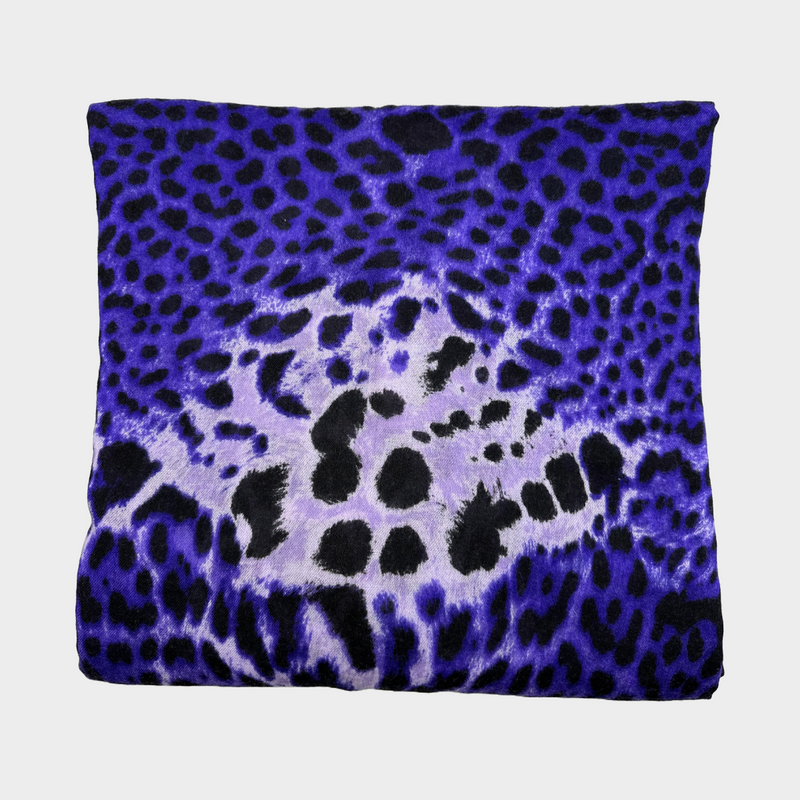 Saint Laurent pruple and black animal print wool/cashmere scarf