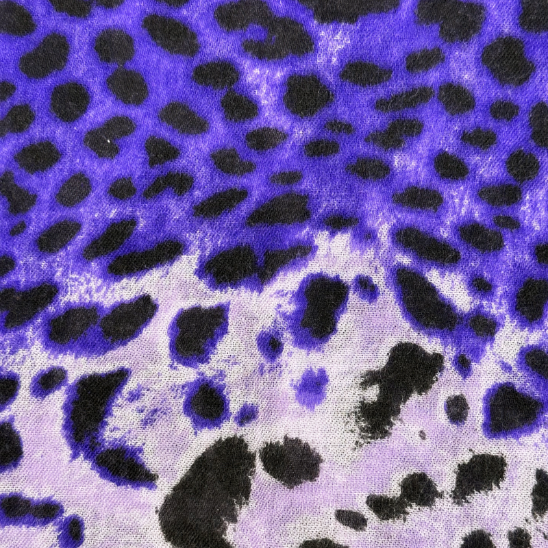 Saint Laurent pruple and black animal print wool/cashmere scarf