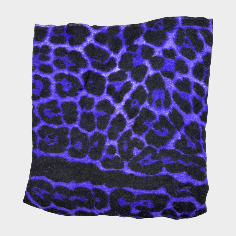 Saint Laurent pruple and black animal print wool/cashmere scarf