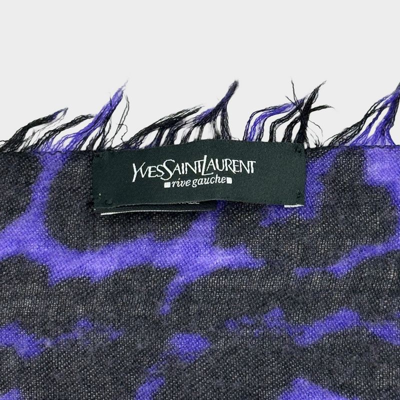 Saint Laurent pruple and black animal print wool/cashmere scarf