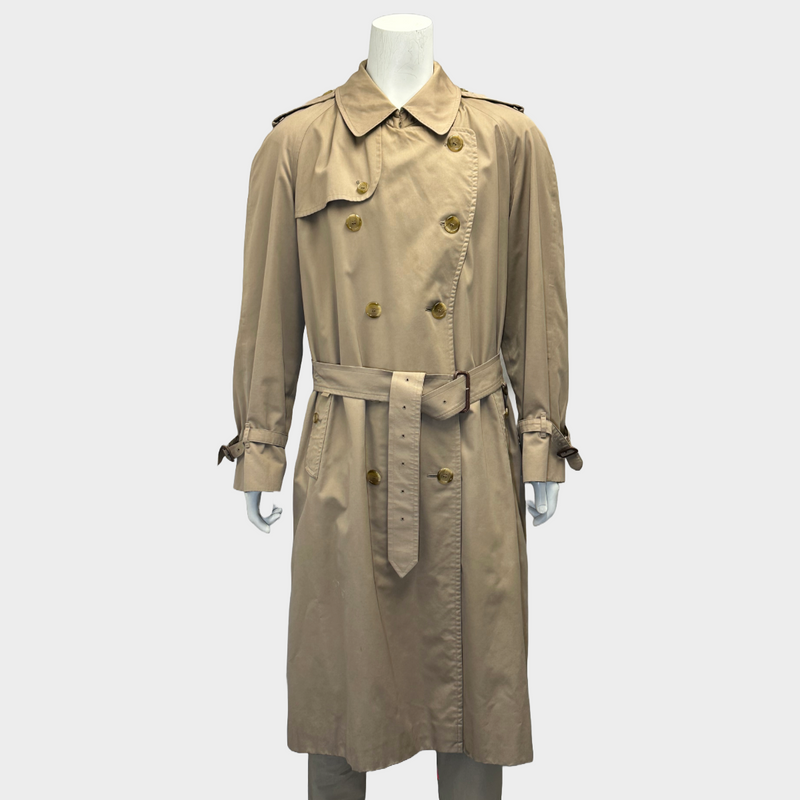 Burberry men's beige cotton vintage double breasted trench coat