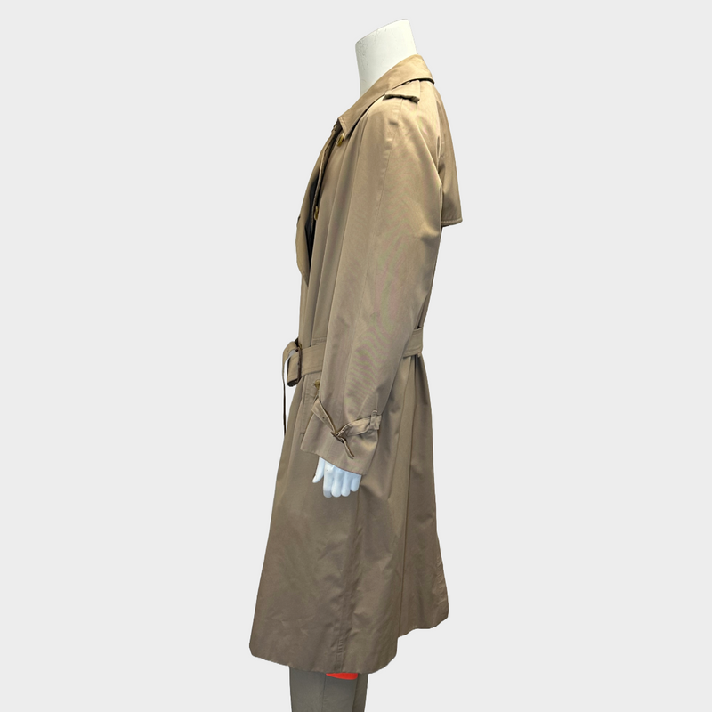 Burberry men's beige cotton vintage double breasted trench coat