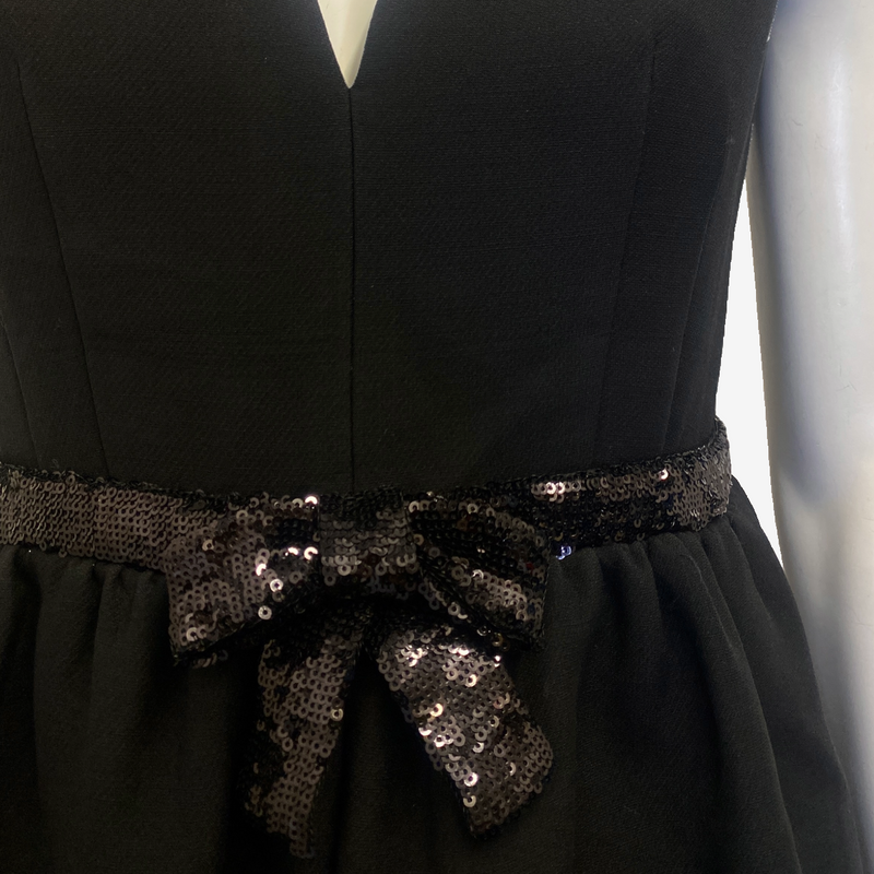 MIU MIU black wool and silk dress with sequin bow