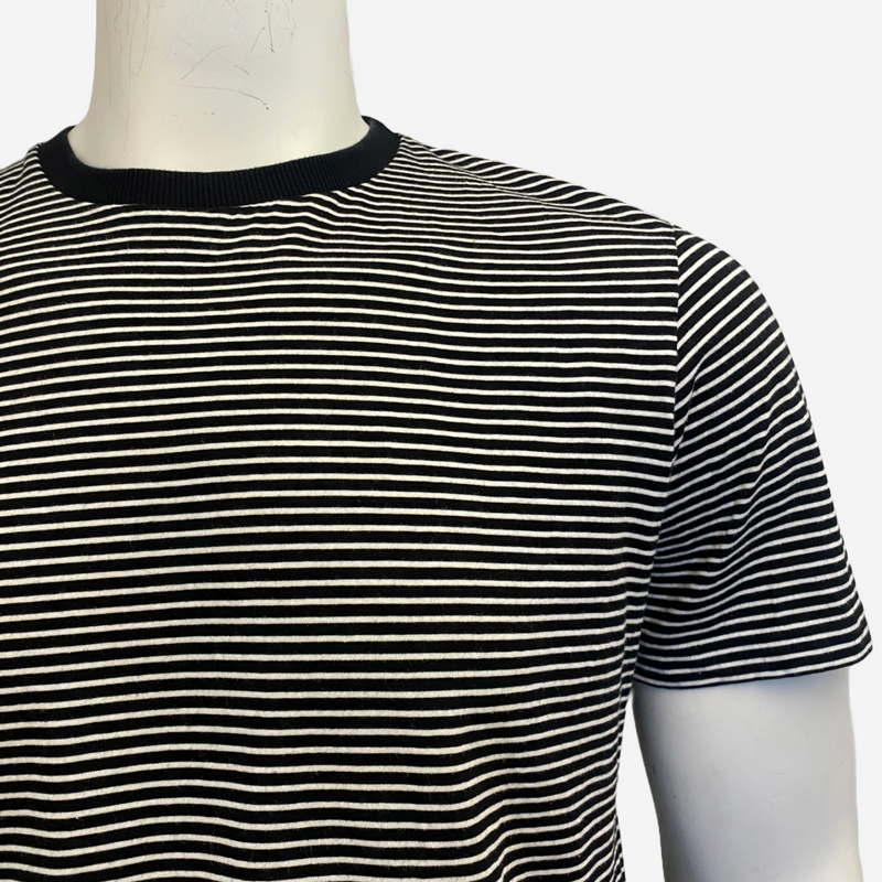 Saint Laurent men's black and white cotton striped t-shirt