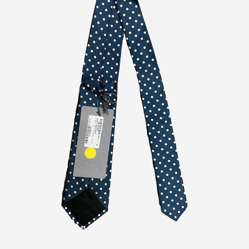 Alexander McQueen navy and white silk polka dot tie