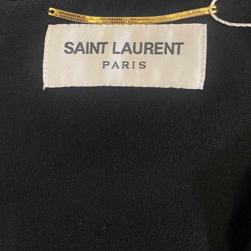 Saint Laurent women's black velvet long sleeved mini dress