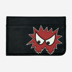 McQ unisex black leather red face print cardholder