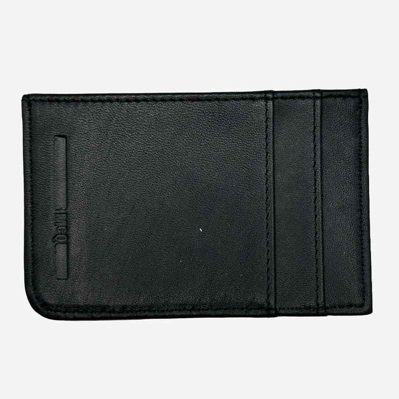 McQ unisex black leather red face print cardholder