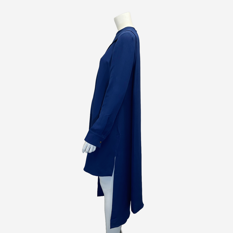 Loewe women's blue silk long sleeved mid length dress