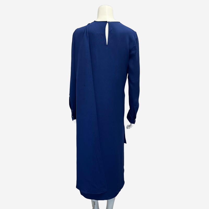 Loewe women's blue silk long sleeved mid length dress