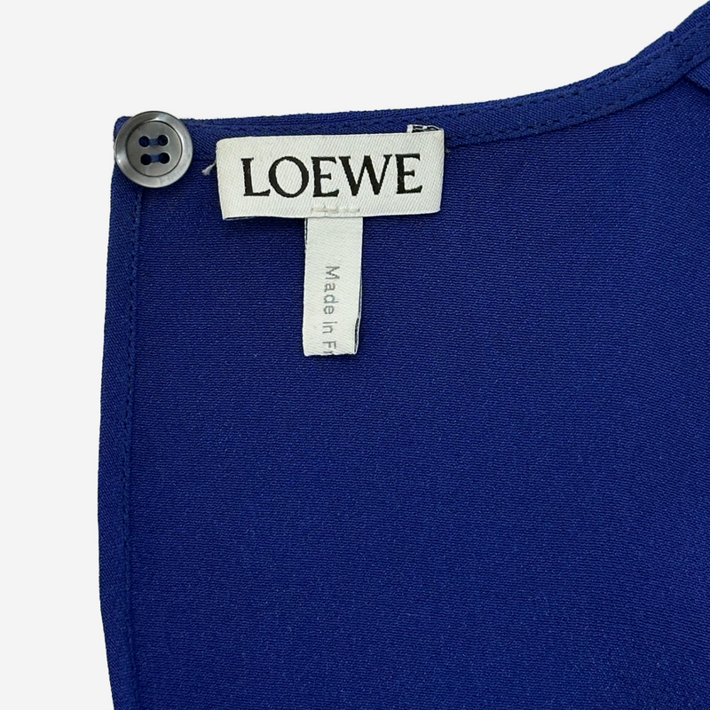 Loewe women's blue silk long sleeved mid length dress