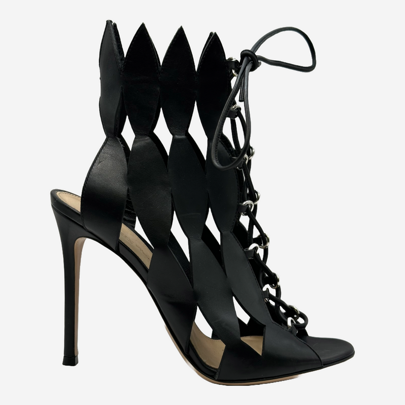 Gianvito Rossi women's black cutout leather heels