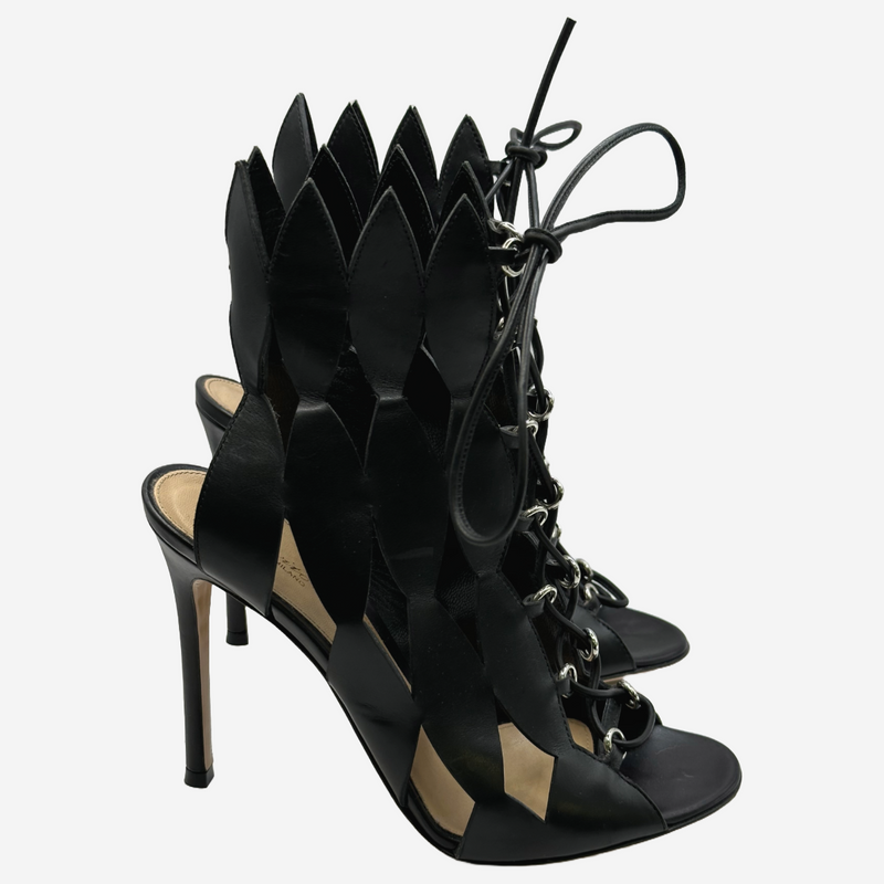 Gianvito Rossi women's black cutout leather heels