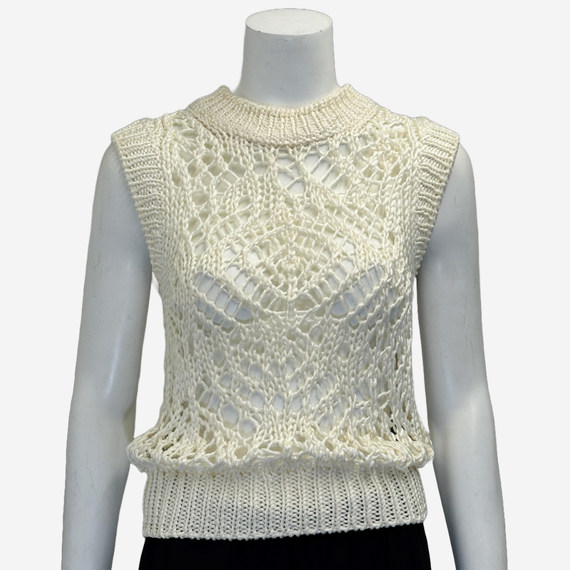 Tom Ford women's ecru silk knitted vest top