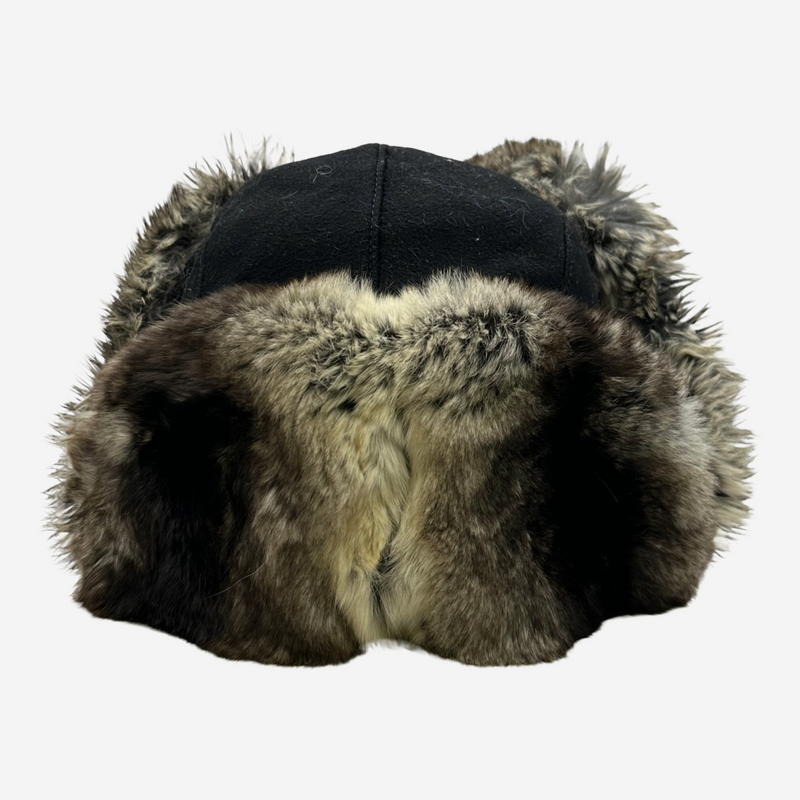 Loro Piana women's brown and black cashmere and chinchilla fur trapper hat