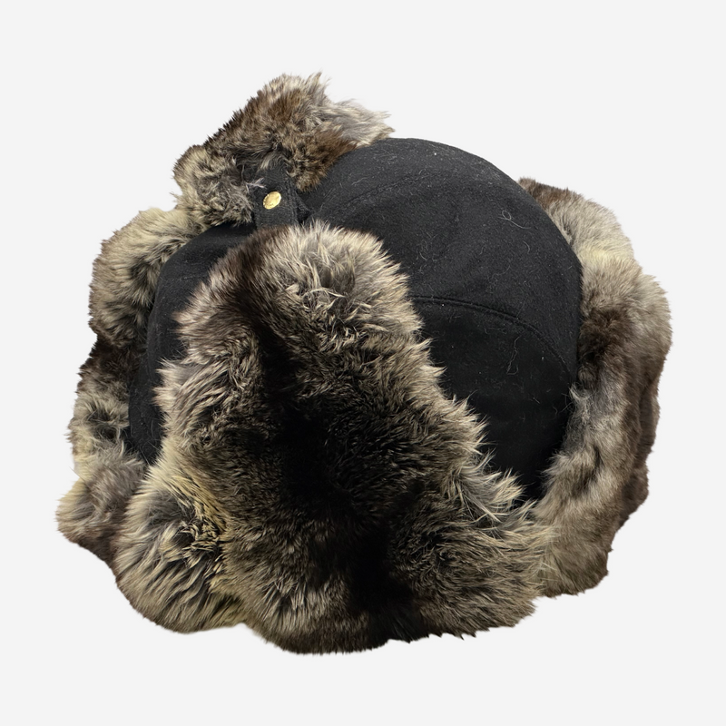 Loro Piana women's brown and black cashmere and chinchilla fur trapper hat