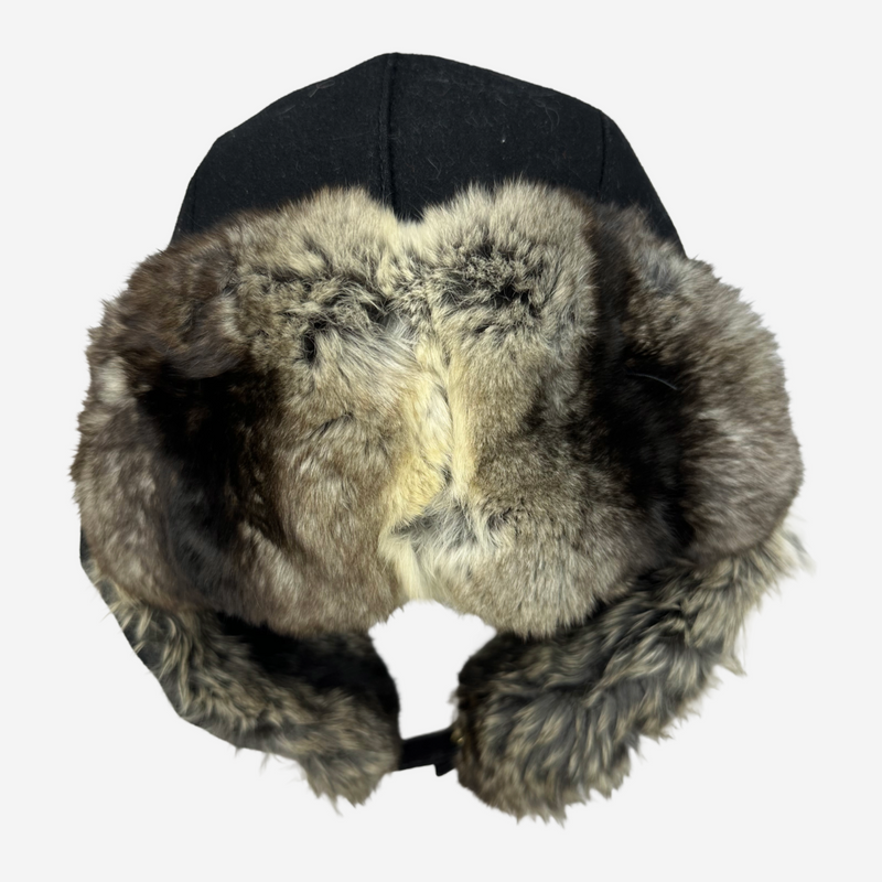 Loro Piana women's brown and black cashmere and chinchilla fur trapper hat