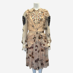 Givenchy beige and multicoloured butterfly print chiffon dress