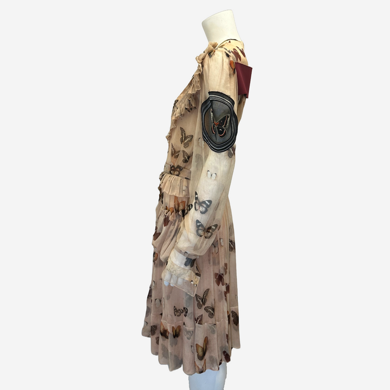 Givenchy beige and multicoloured butterfly print chiffon dress