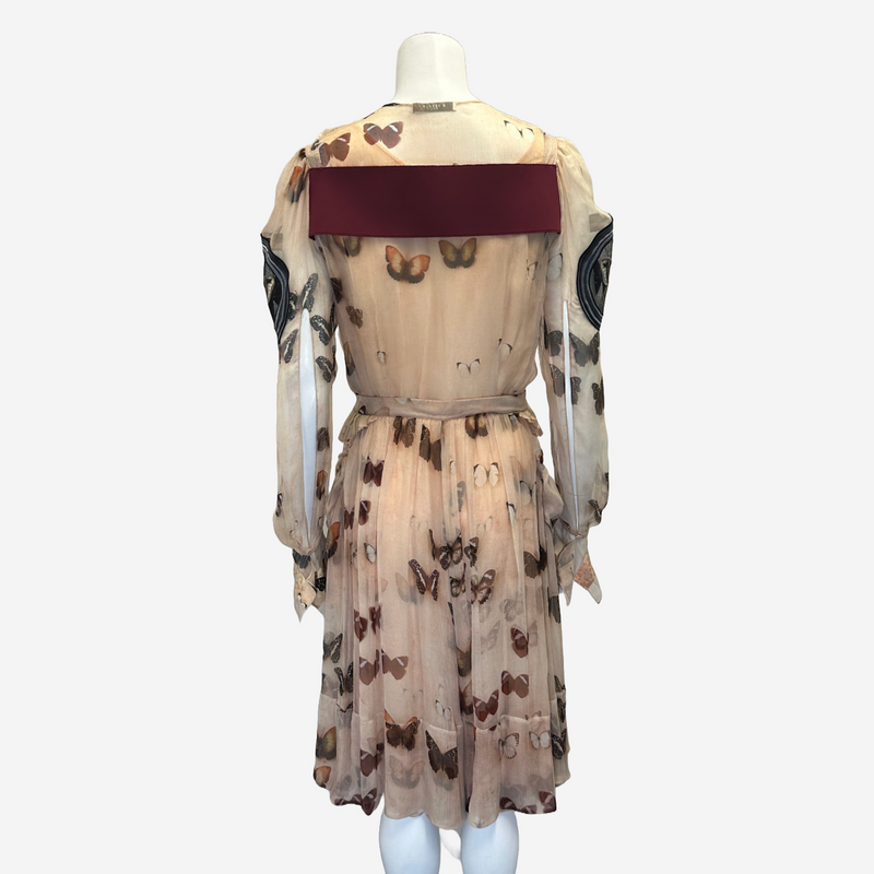 Givenchy beige and multicoloured butterfly print chiffon dress