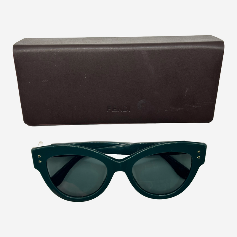 Fendi women's dark green acetate peekaboo cat-eye sunglasses