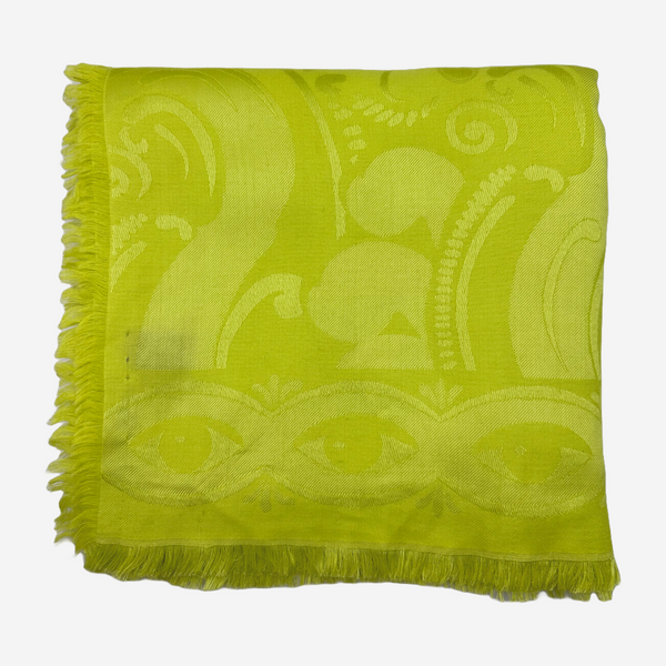 Kenzo women's neon green eye print wool and silk large scarf