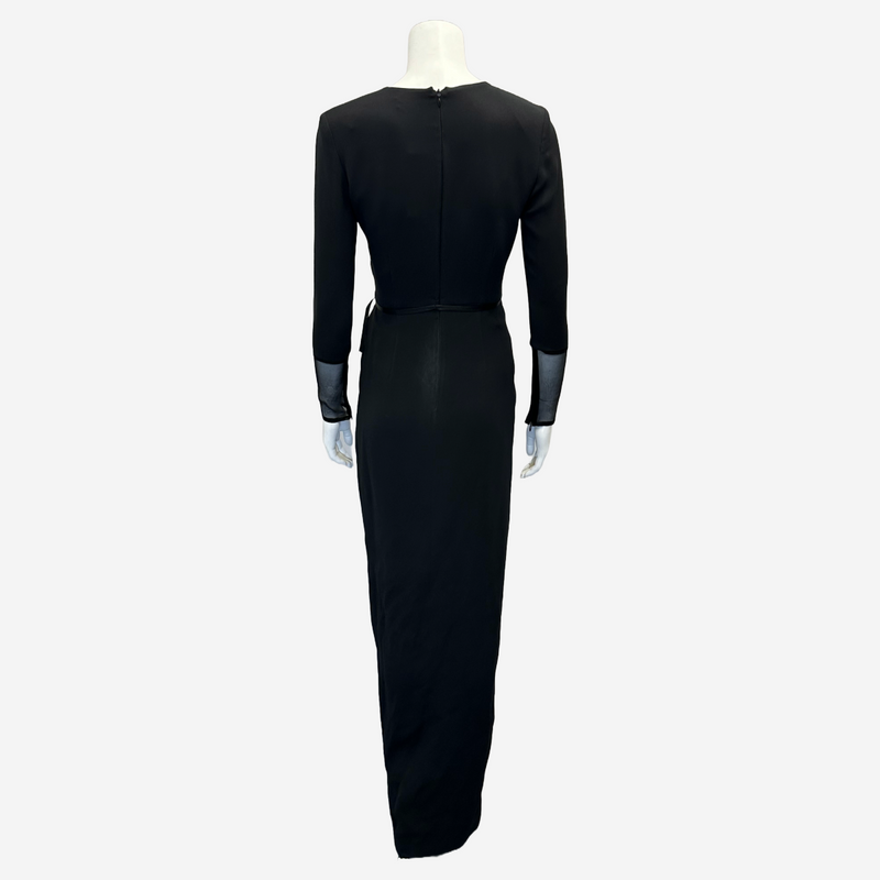 Tom Ford women's black silk belted long sleeves dress