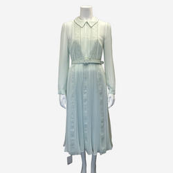 Self-Portrait women's mint chiffon and lace pleated dress