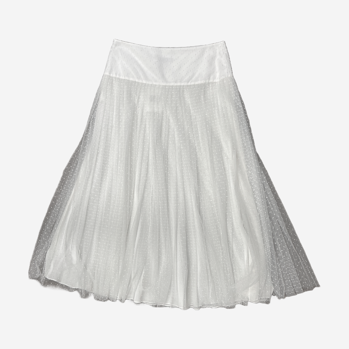 Christian Dior women s white polka dot tulle maxi skirt Loop Generation